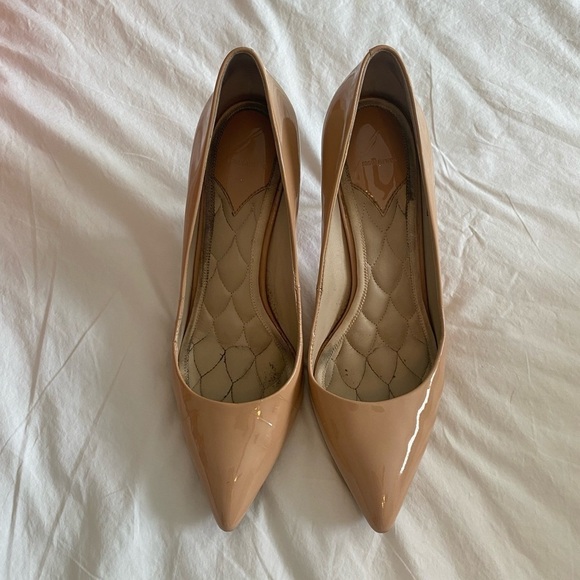Brian Atwood- Nude Patent Leather Pump Heels - Picture 2 of 7